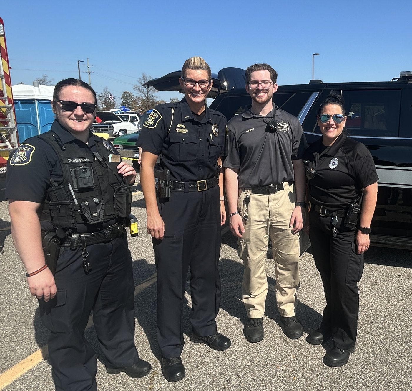 Chesterfield Township officers together at a community event