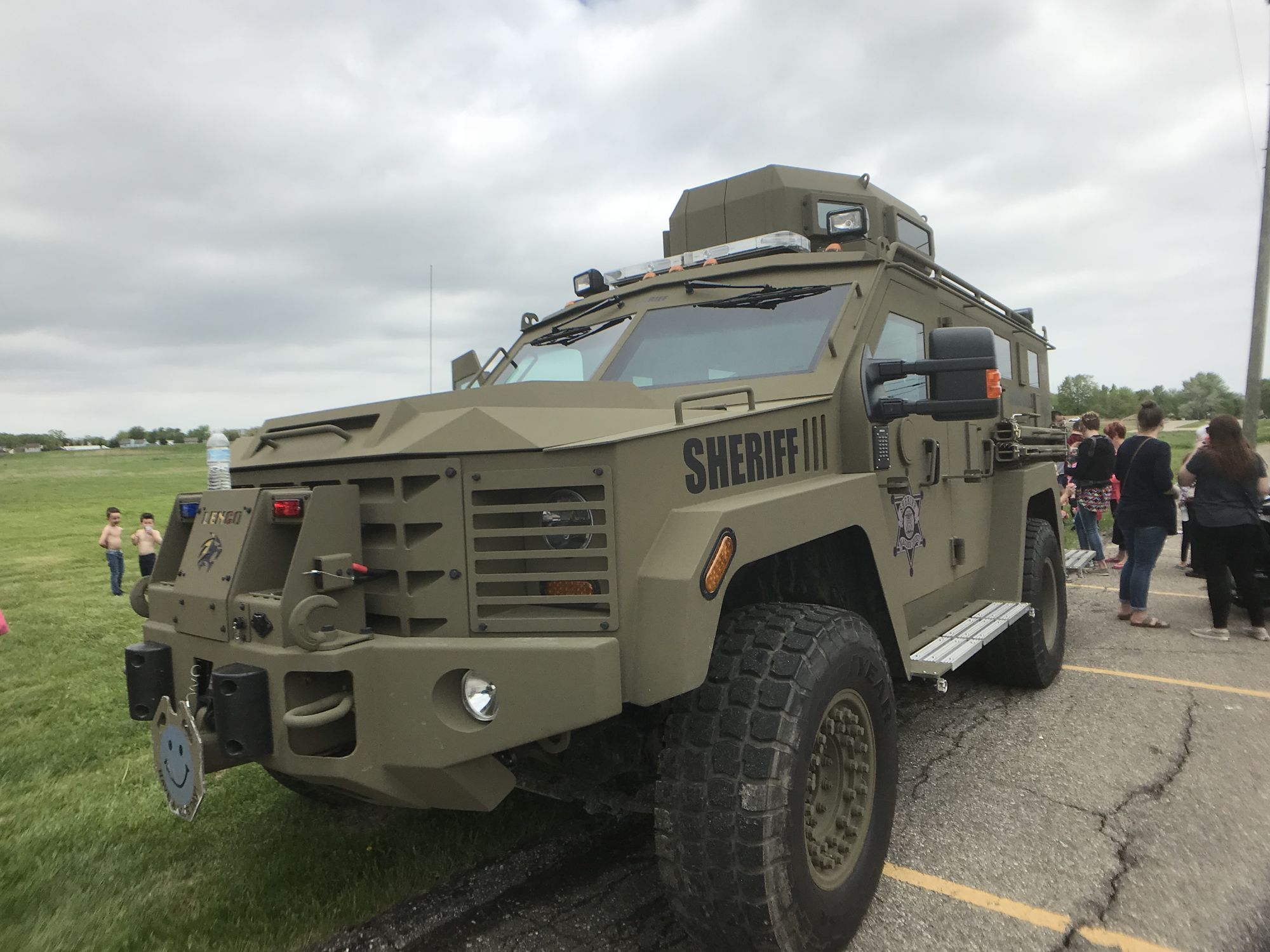 Macomb County Sheriff's Office S.W.A.T. armored vehicle on display at a community event