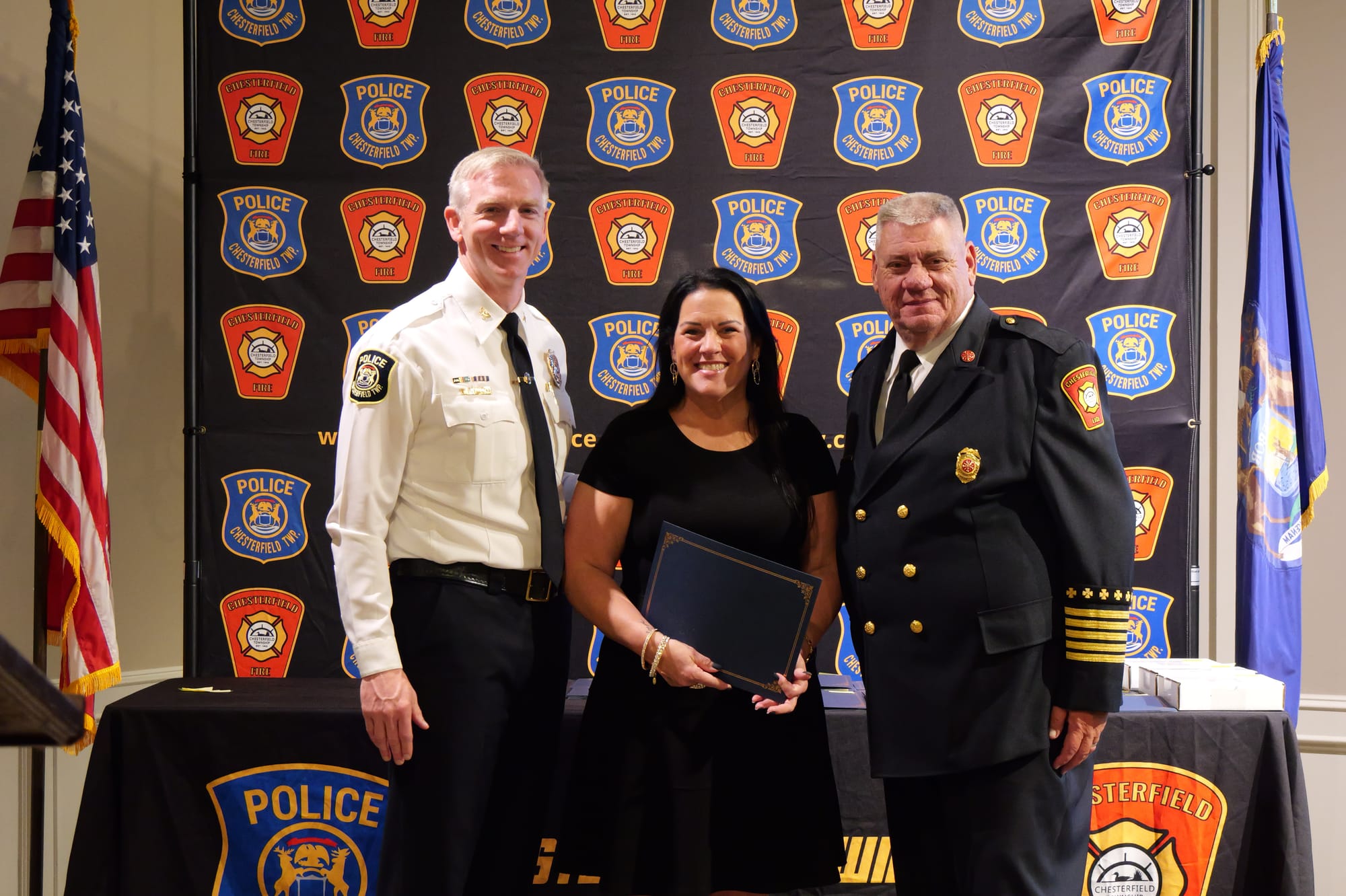 Chaplain Kim Fleece with Director Brian Bassett and department leadership