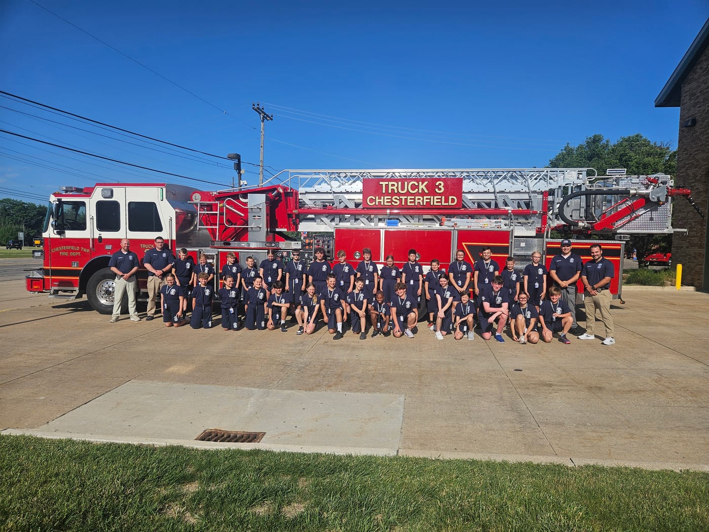 The 2025 academy class with Chesterfield Township Fire Department Truck 3