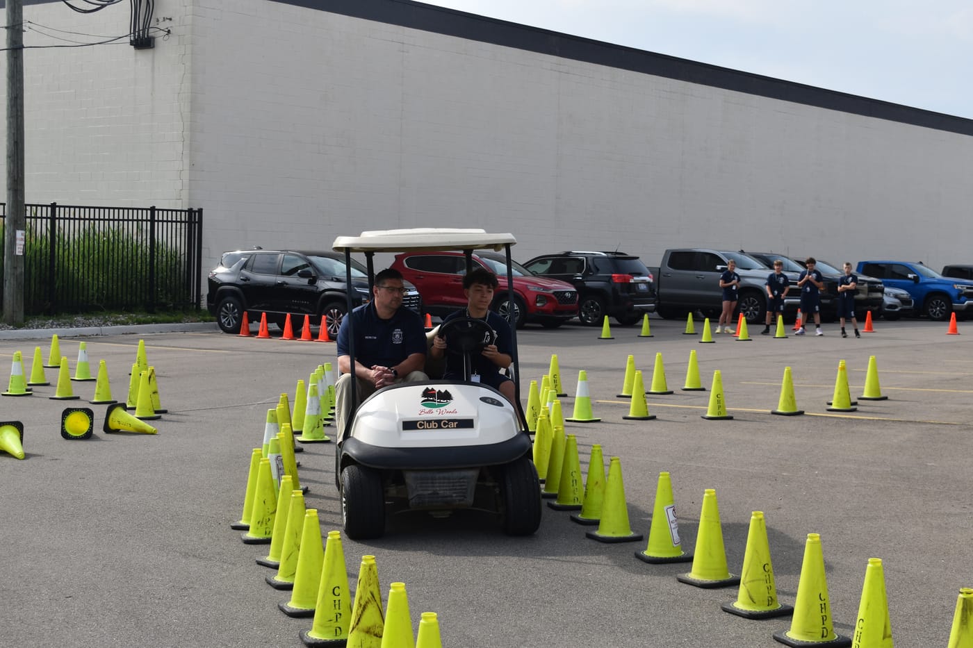 Academy students on the cone driving course