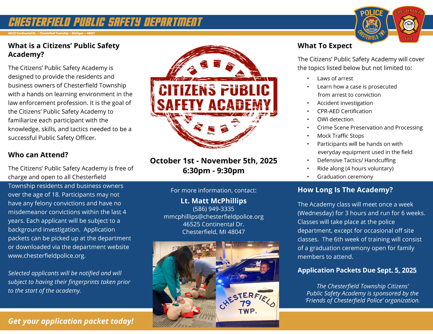 2025 Citizens’ Public Safety Academy Oct. 1st – Nov. 5th, 2025